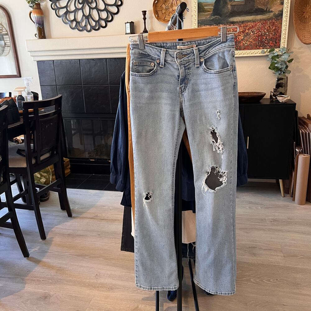 Levis Jeans Womens Size 25 Superlow Boot Light Wash Distressed - Picture 16 of 16